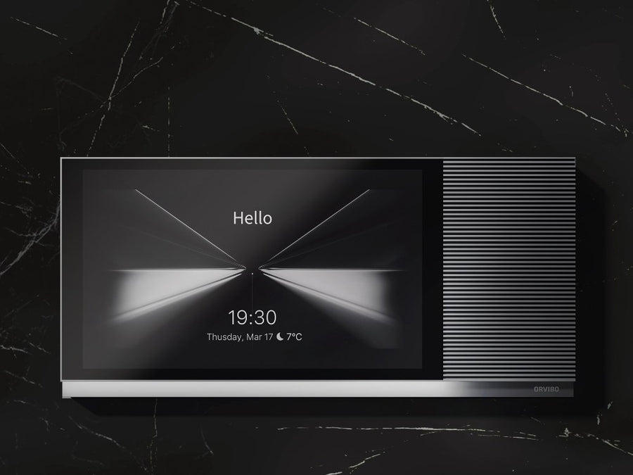 ORVIBO MixPad 7 Ultra smart panel on a marble wall