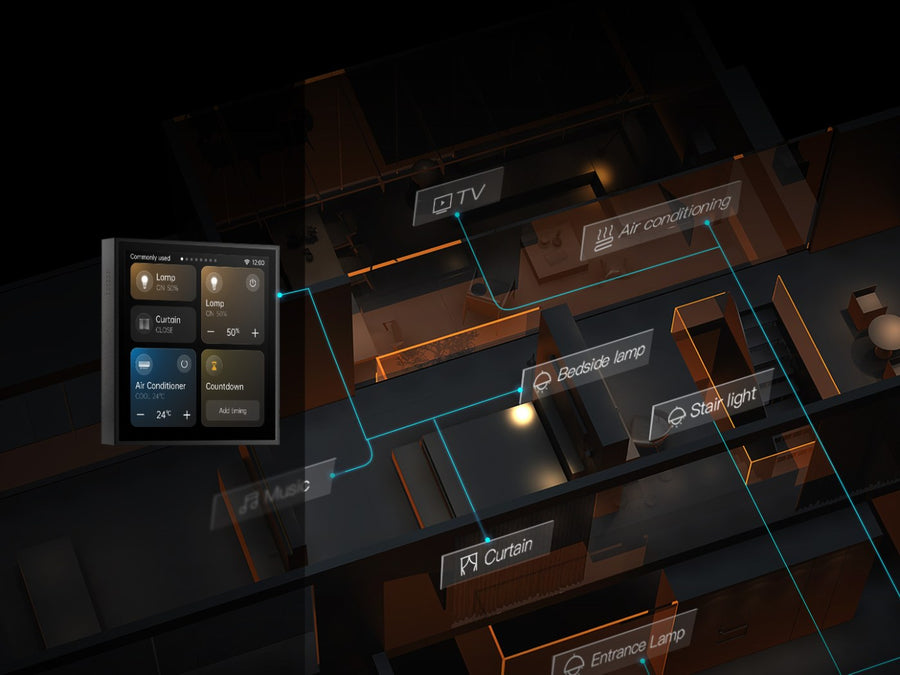 ORVIBO MixPad M5 controlling lights, curtains and AC around the home