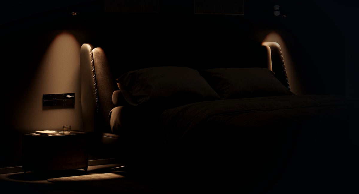 Bedroom with a soft night light