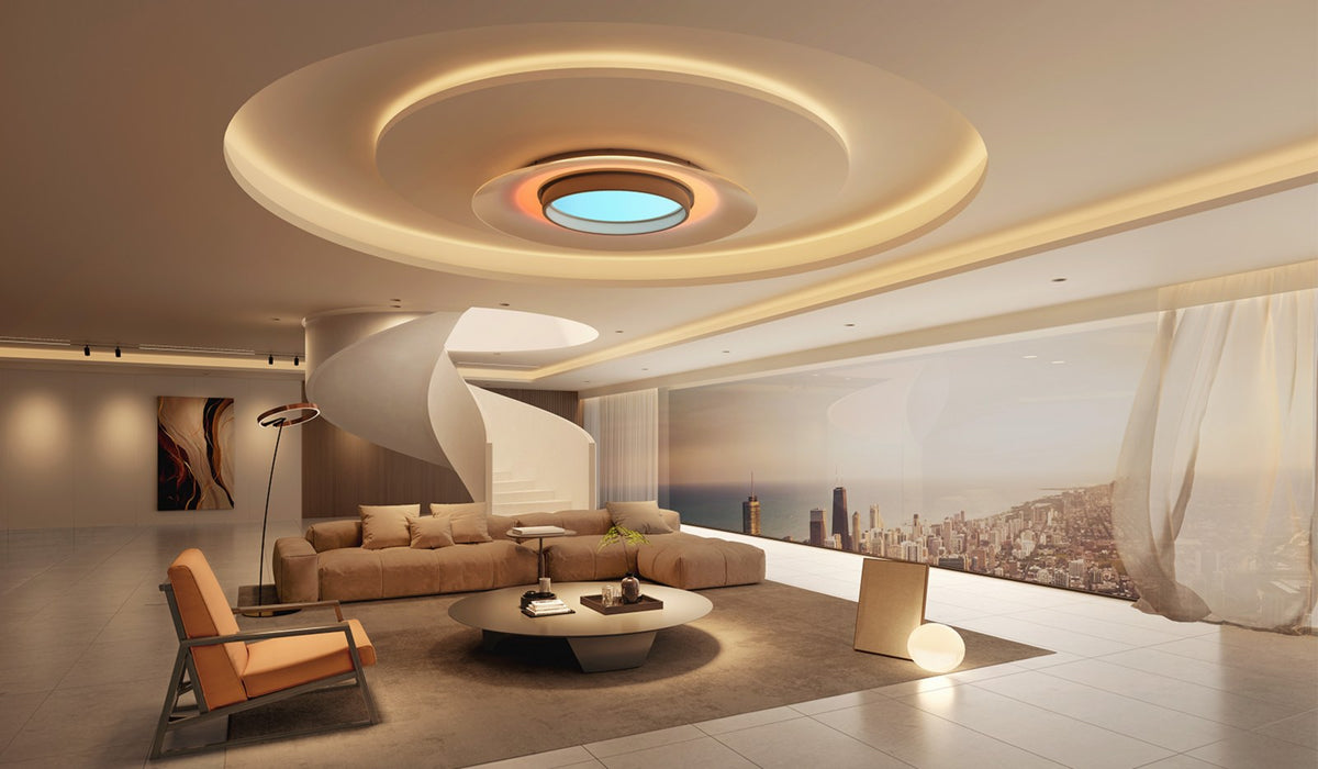 Sky Dome Pro ceiling light in a bright living room